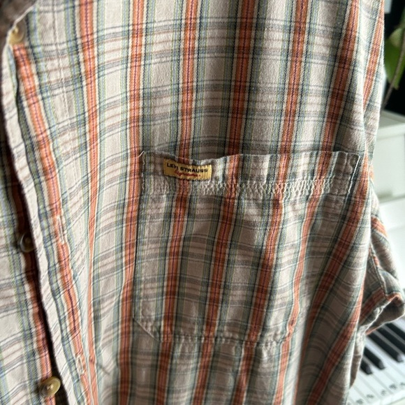 Levi's Tan and Orange Plaid Casual Shirt XL - Picture 9 of 16